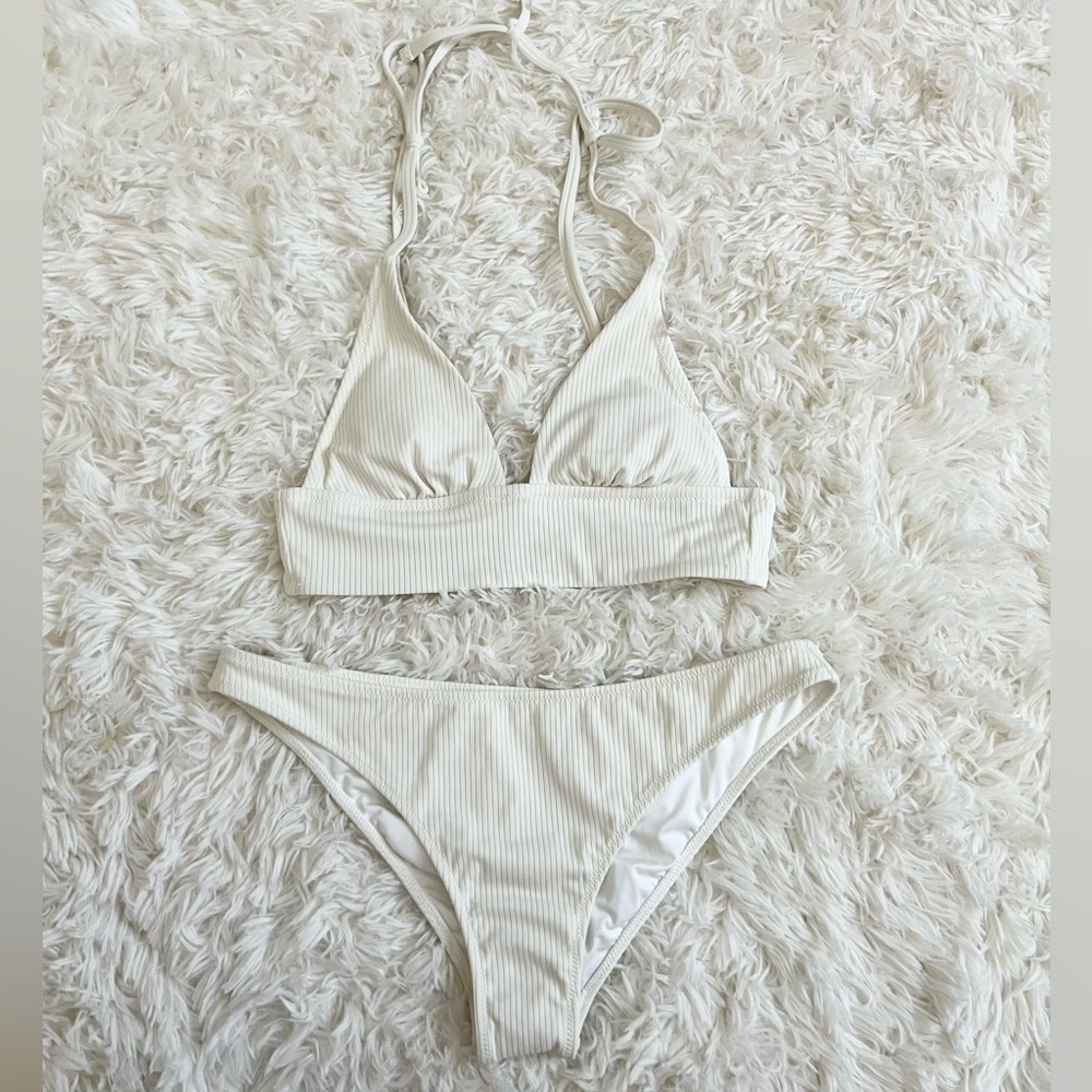 Shade N Shore White Ridged Bikini Set
